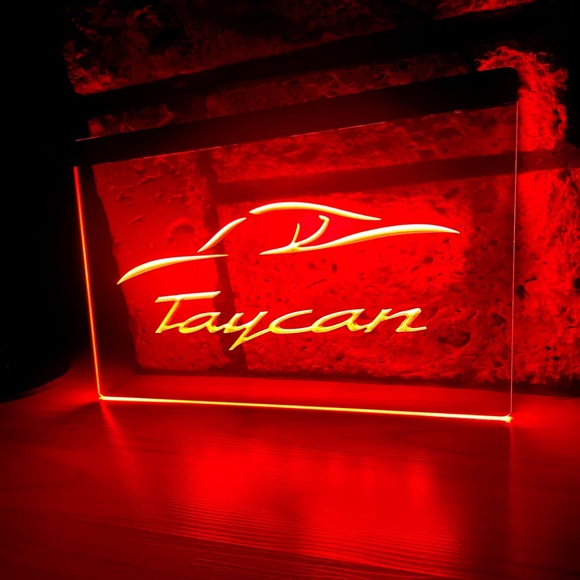 PORSCHE TAYCAN LED NEON RED LIGHT SIGN 8x12 - Picture 3 of 3